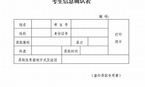 录取考生信息确认表什么样,录取考试信息确认表